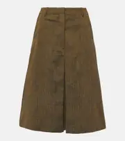 [Dries Van Noten] Dries Van Noten Cotton and silk-blend midi skirt AU 10 yellow