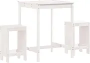 vidaXL Garden Bar Set 3 pcs White Solid Pine Wood