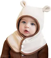 [FUYAO] Toddler Girls Winter Warm Hat Scarf Baby Fleece Earflap Beanies Hood with Double Pom Pom Windproof Balaclava Skiing Cap for 1-5 Years Old Kids