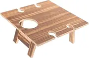 ANDRESLAD Portable Outdoor Wine Table Wooden Folding Picnic Rack for Wine and Cheese Lightweight Beach Table with Stable Legs for Camping and Outdoor Gatherings