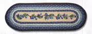 Braided Jute Hand Stenciled Oval Table Runner. Earth Rugs. BLUEBERRY VINE