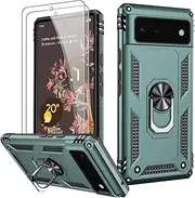 LUMARKE for Google Pixel 6 Case with Screen Protector,Pass 16ft. Drop Tested Military Grade Cover with Magnetic Ring Kickstand,Protective Phone Case for Google Pixel 6 Pine Green