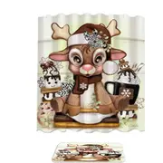 Cute Hot Chocolate and Smores Reindeer Shower Curtain
