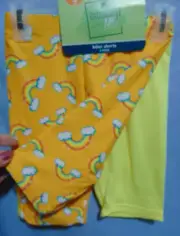 Girl's 2 Pack Biker Shorts Size 5/6 Orange w/ Clouds & Solid Yellow NWT
