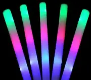 100Pcs LED Foam Glow Sticks RGB Thunder Wand Stick Flashing Light UP Rave Party