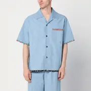 [Valentino] Denim shirt with floral trims 48 IT Light blue