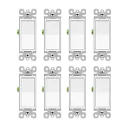 3 Way Light Switch Rocker in Wall On Off Rocker Paddle Interrupter UL Listed ×8