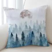 Art Painting Full Moon Forest Cushion Cover