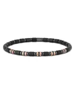 Roberto Demeglio Men's Black Diamond Stretch Bracelet in 18K Rose Gold & Black Ceramic Carbon