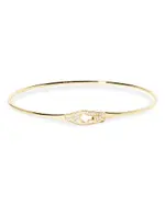 Dinh Van 18K Yellow Gold Serrure Diamond Clasp Bangle Bracelet