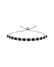 Silver Lab-Grown Diamond & Gemstone Bolo Bracelet