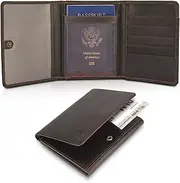[POLARE ORIGINAL] Polare Full Grain Leather Pilot Wallet Passport Holder RFID Blocking Trifold Wallet for Men Travel Cover Document Organizer for Aviation Professionals, Dark Brown, Trifold Wallet