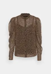 Ted Baker London Ammbre Blouson L/S Chiffon Blouse Tank Brown Sz 1 US 2 NWT $195