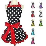 Cotton Chef Apron For Women and Men, Kitchen Cooking Apron, Personalised Gardening Apron Polka Dots Salon Pinafore Vintage Apron Mother's Gift