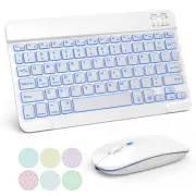 Bluetooth Keyboard and Mouse Combo for iPad, 7-Color Backlit Rechargeable Wir...