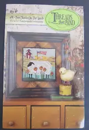 Threads That Bind #691 TWO CHICKS ON LAMB Punch Needle Embroidery Pattern Fabric