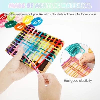 800Pcs Weaving Loops 10 Colors Weaving Loop Kit Elastic Potholder Loops tenmU