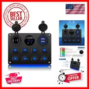 8 Gang Rocker Switch Panel 12V Waterproof Toggle Switch Panel Led Aluminum Di...