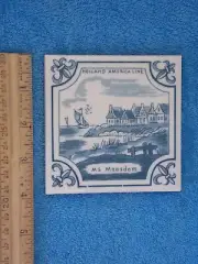 Holland America Line MS Maasdam Blue Delft Ceramic Coaster