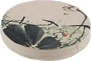 Round Cushion Dirt Resistant Removable Washable Chinese Style Cotton Linen Fabric Comfortable Thick Kneeling Cushion for Gardening BBQ Camping Picnic Material Linen Size 40cm