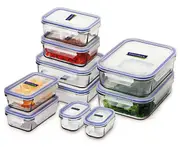 Glasslock 10-Piece Tempered Glass Food Container Set - Clear/Blue