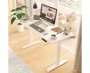 Advwin Standing Desk Electric Ergonomic Adjustable Height Sit Stand up Desk 120cm White Splice Board Table Top+White Frame