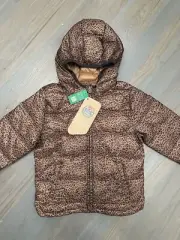 NWT Baby Gap girl brown leopard primaloft puffer Coat winter 3 3T 4 4T TWINS