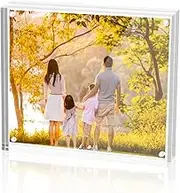 Sezanrpt Acrylic 4x4 Square Picture Frame, Magnetic Acrylic Picture Frames for 4x4 or 3x3 Pictures Display, Clear Double Sided Thick Picture Frames, Photo Frames Desktop Display…