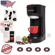 Quick Brew Mini Coffee Maker: 2-in-1 K-Cup & Ground Coffee Brewer, Matte Black