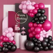 Maca Pink Rose Black Rose Gold Arched Flower Ring Balloon Set Girl's Birthday