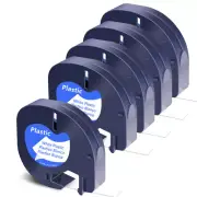 Compatible Dymo LetraTag Refill 91331 Plastic White Label Tape 12mm LT-100H 5PCS