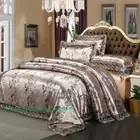 Luxury Bedding Set Gold Silver Color 4pcs Lace Duvet Cover Sets Bedsheet
