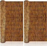 PAKNANO 2 Pack Natural Reed Fence Roller,3.3FT X 16.4FT Bamboo Fencing Privacy Reed Screening for Outdoor, Gallery, Restaurant, Hotel, Patio (Brown)