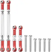 uxcell 2 Sets Adjustable Turnbuckles Camber Link Linkages Aluminum Alloy Upgrade Parts RC Car Steering Pull Rod Servo Linkages Tie Rod for MN 1:12 D90 RC Car Crawler,Red