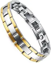 Healvian Elegant Titanium Steel Men's Bracelet Magnet Therapy for Present for Dad 21.5cm Men's Therapy Accessory