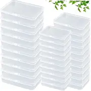 Mixed Sizes Rectangular Empty Plastic Box, 30 Pack Clear Plastic Beads Storage Containers Box Drawer Organizers with lid for Small Items and Other Craft Projects