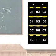 Student Mobile Rack | Hanging Wall - Wall Mount Supply Rack, Numbered Sundries Pocket Chart Closet Organizer with Hooks, School Storage Supplies for Smartphones Calculators Cards Organization
