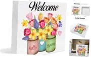 Spring Home Decor Welcome Hello Spring Flowers Wooden Sign Home Decor for 25