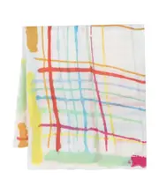 graphic print linen scarf One size Multicolor