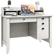 Giantex Computer Desk with 4 Storage Drawers & Hutch, 120 CM Home Office Desk Vintage Desk with Storage File Drawer & Cable Management Hole, Wooden Executive Desk Writing Study Desk…