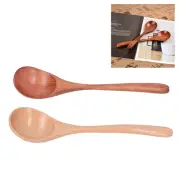 US (2pcs)Wooden Soup Spoon Japanese Style Large Handle Spoon For Rice Kitchen Re