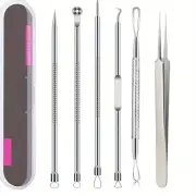 "6Pcs Blackhead Remover Tool Kit – Acne Needle, Pimple & Zit Extractor Set"