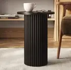 Round Fluted Accent Side Table - Pedestal Drink Table
