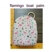 FLAMINGO Palm Mini Backpack Key Chain Hook Coin Card Holder Pouch Purse Wallet
