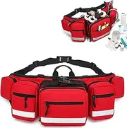 First Aid Fanny Pack Bag Empty, with Multiple Internal Pockets and Adjustable Belt & Buckle Emergency Trauma Doctor Bag,First Aid Kit for Car,Home,Hiking,Camping and Travel