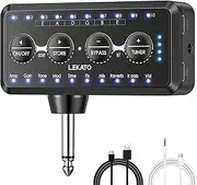 LEKATO Guitar Headphone Amp Rechargeable Micro Headphone Amplifier with Multi Effects - Amp Models, IR Loading, Tuner, Portable Bass Guitar Headphone Amplifier Delay Reverb Chorus Overdrive