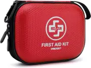 150Pc Mini First Aid Kit - Waterproof Hard Shell Red for Home Car Travel