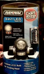 Vintage Ray-O-Vac Headlamp LED Black Band | 3 in 1 U.S.A. | 1960's. In Package