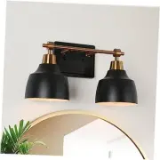 Bathroom Light Fixtures Farmhouse Vanity 2-Light Matte Black and Plating Brass
