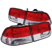AnzoUSA 221222 Red/Clear Taillight for Honda Civic - (Sold in Pairs)